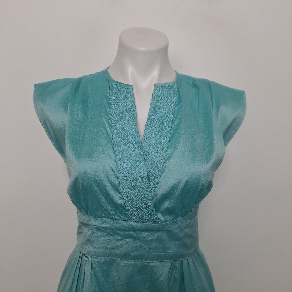 Calypso St. Barth Silk Blue Embroidered Coquette Pockets Coastal Mini Dress XS - Picture 2 of 14